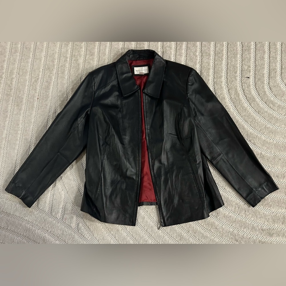 Vintage Worthington Black Leather Collared Zip Jacket - XL - Picture 2 of 11